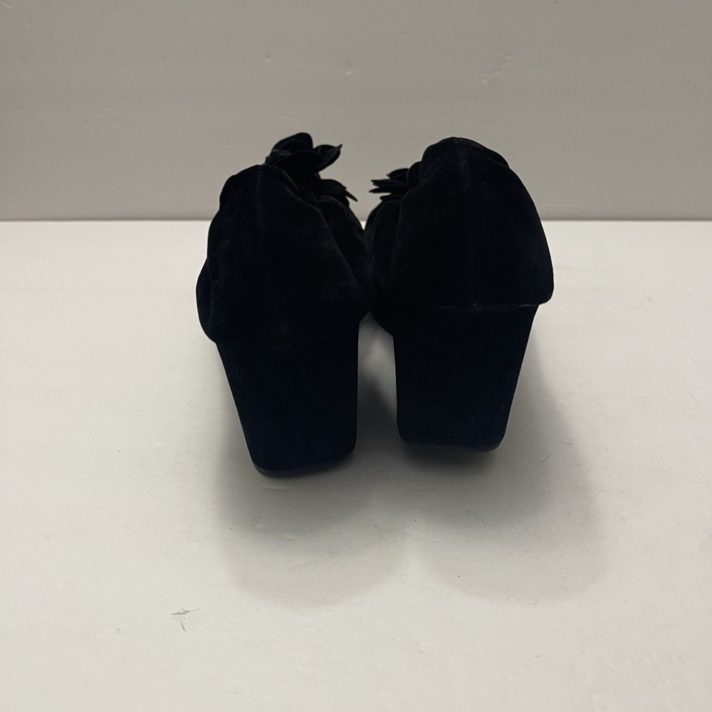 Restricted Black Suede Platform Rosette Slip-ons Shoes Womens 7.5 Whimsy Fairy - Picture 4 of 11